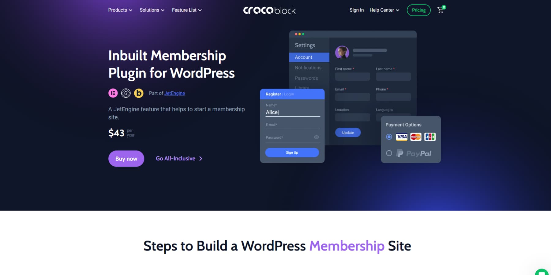 A screenshot of Crocoblocks homepage