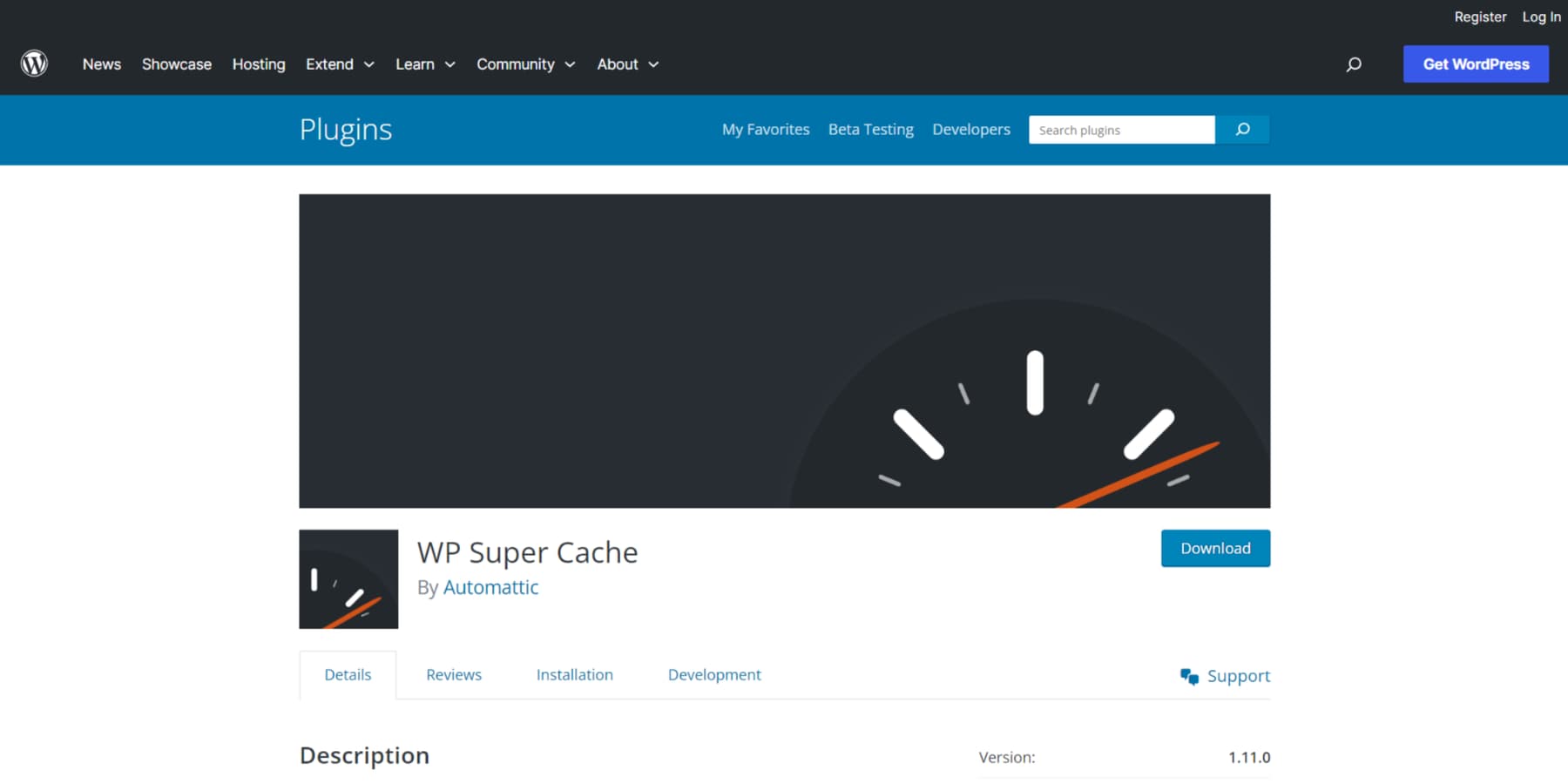 A screenshot of WP Super Caches Home Page 1