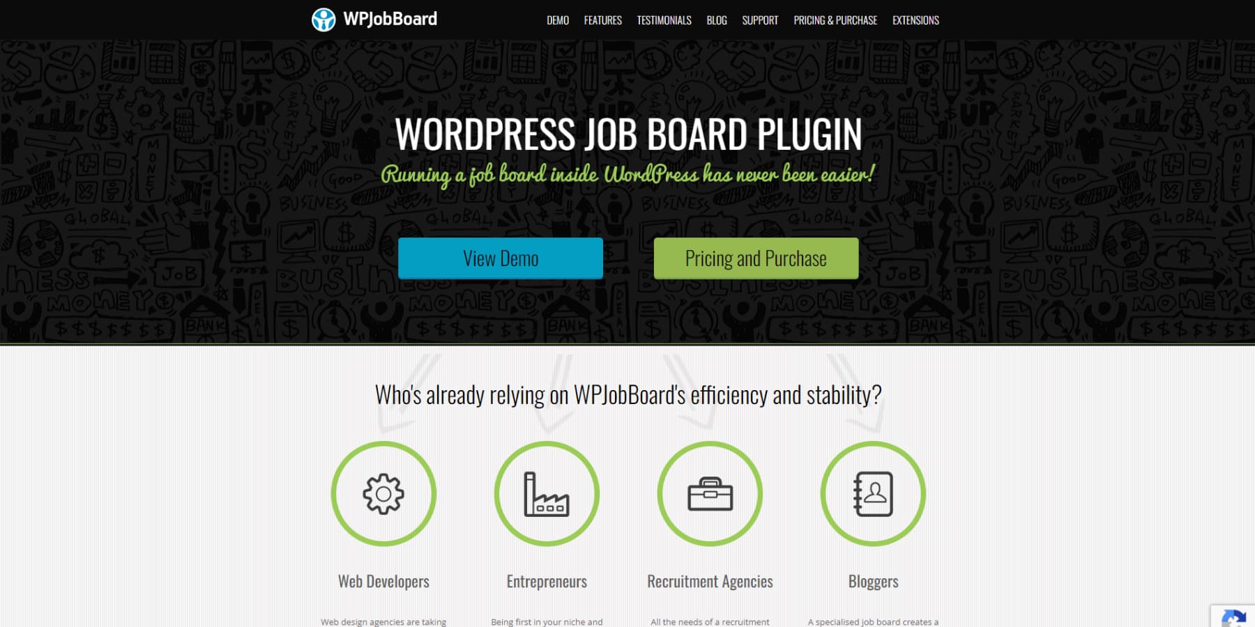 A screenshot of WPJobBoards homepage