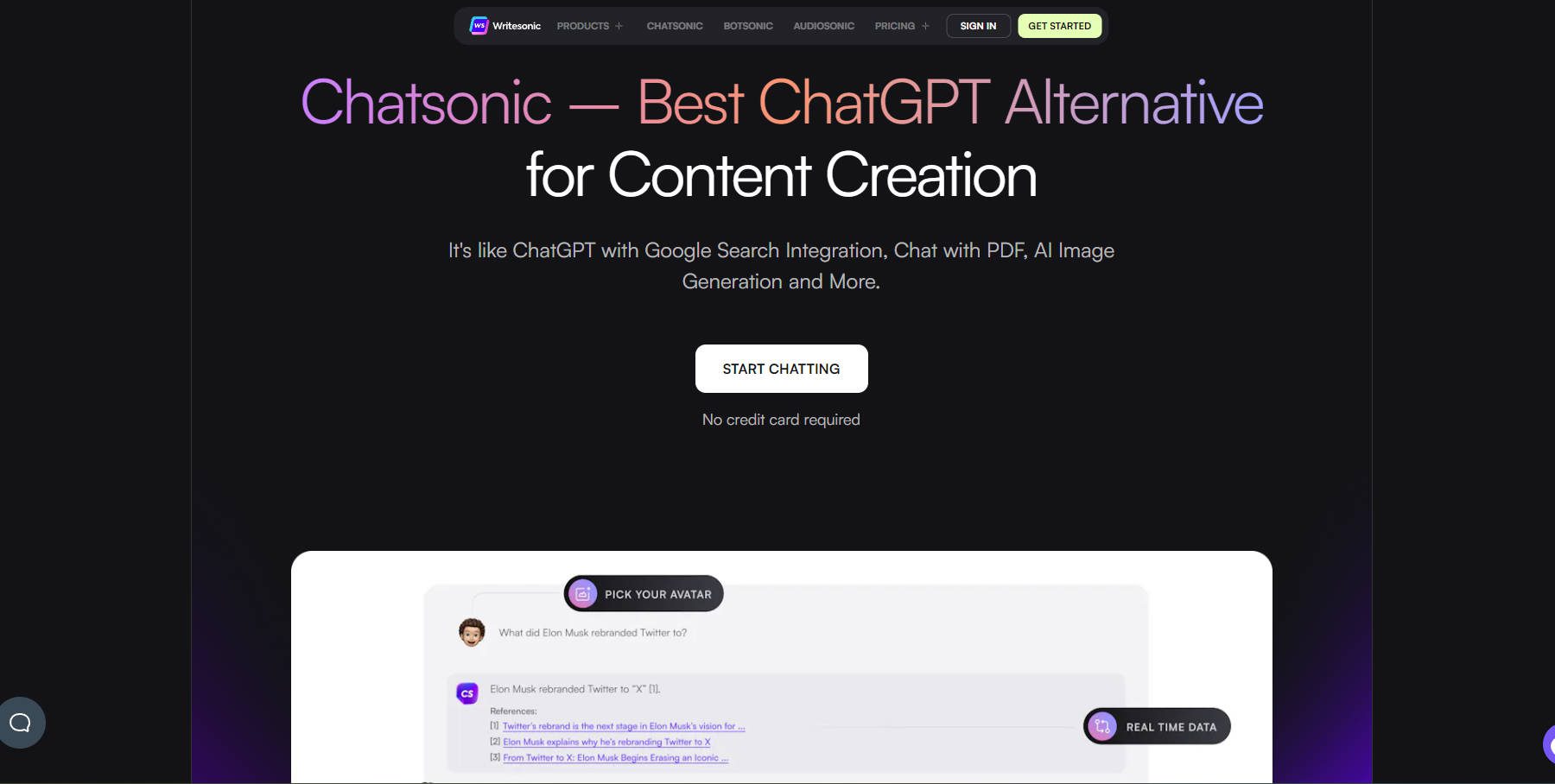 Chatsonic Landing Page January 2024