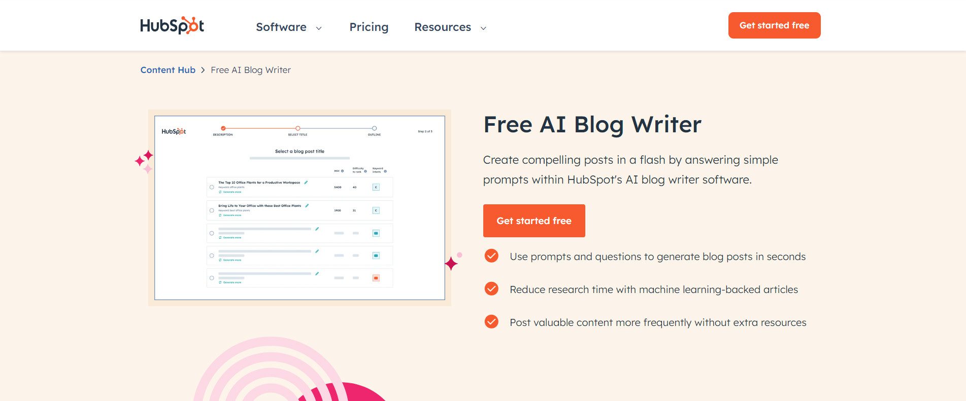 HubSpot AI Blog Writer Landing Page May 2024