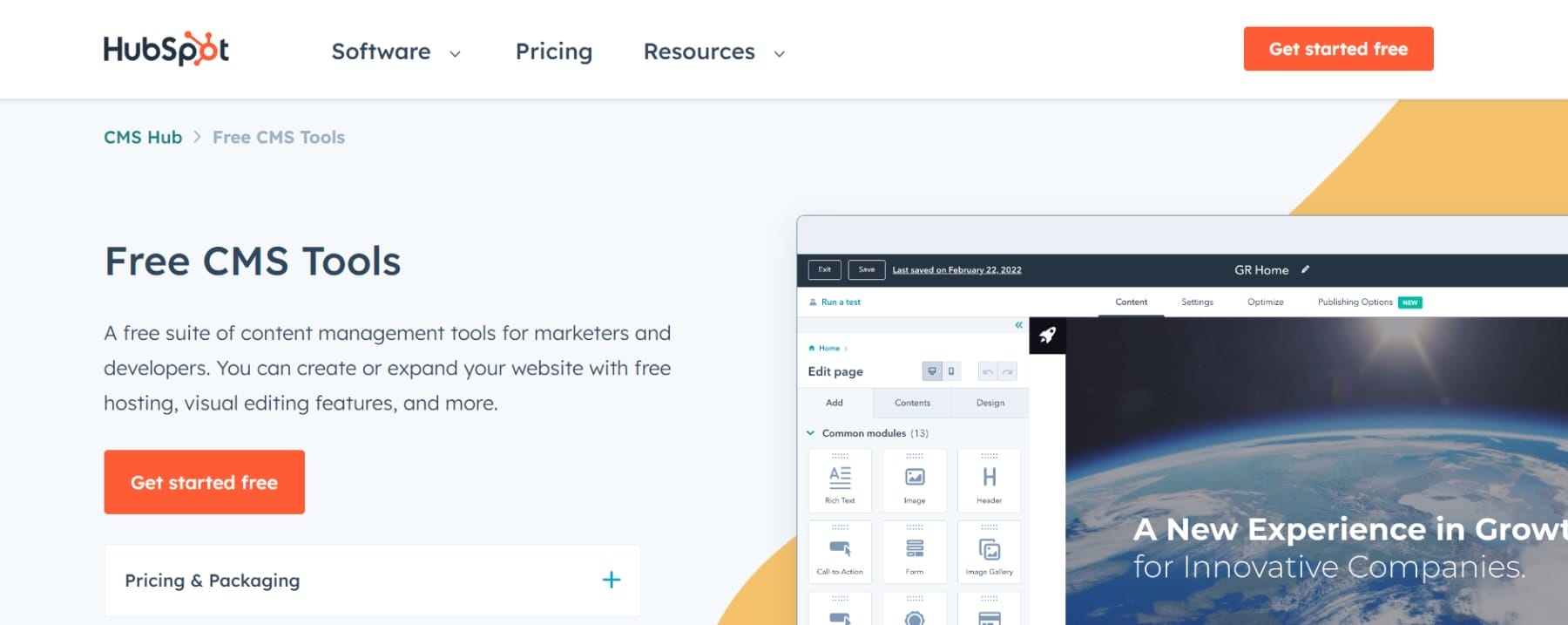 Hubspot CMS Homepage April 2023