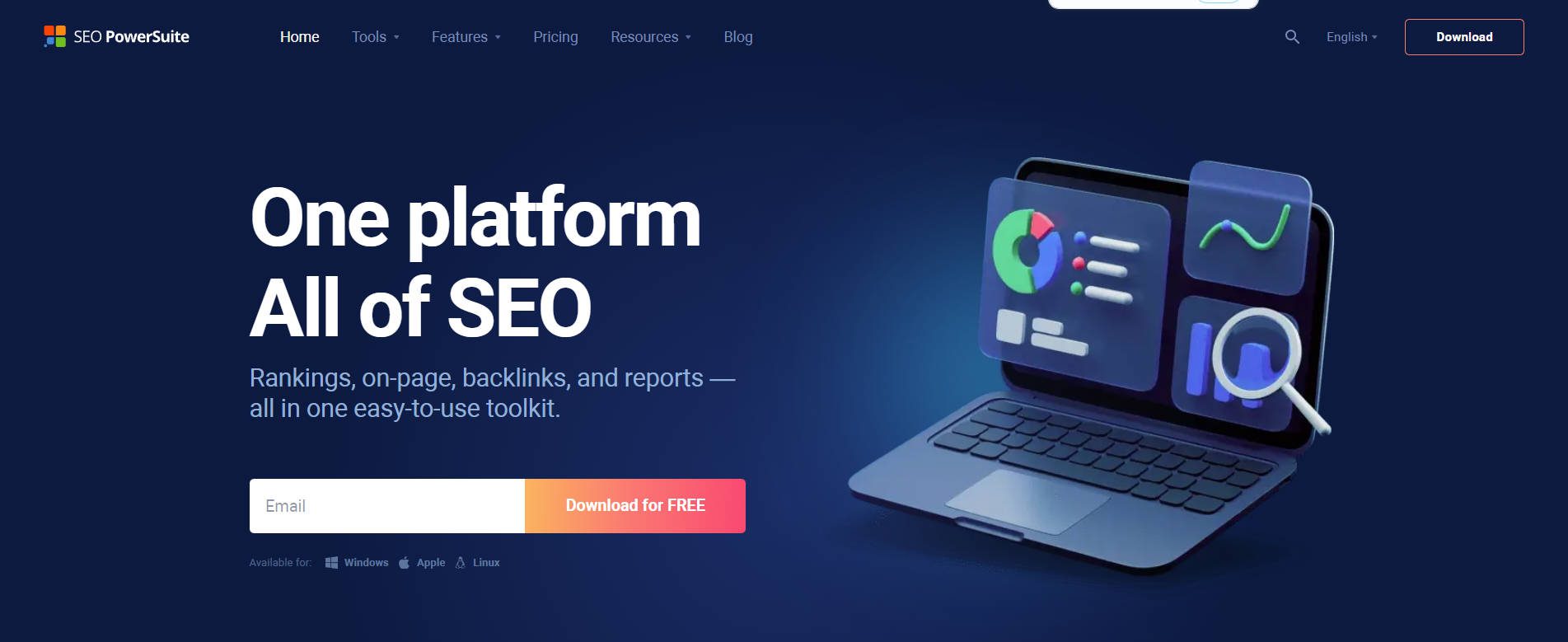 SEO PowerSuite Homepage March 2024