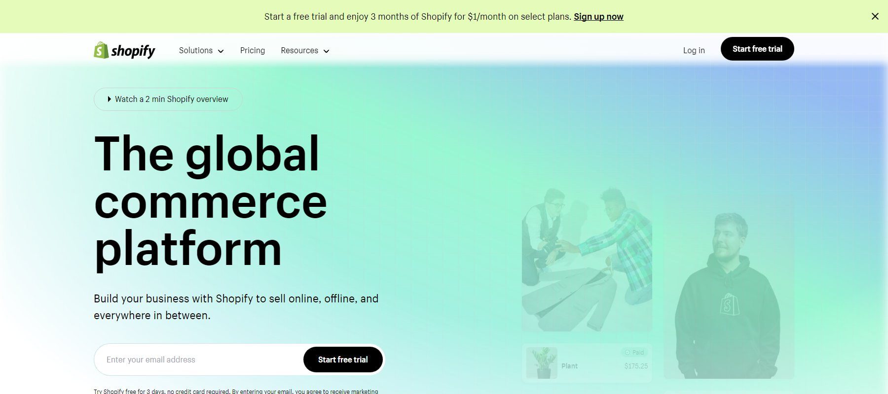 Shopify Homepage April 2023