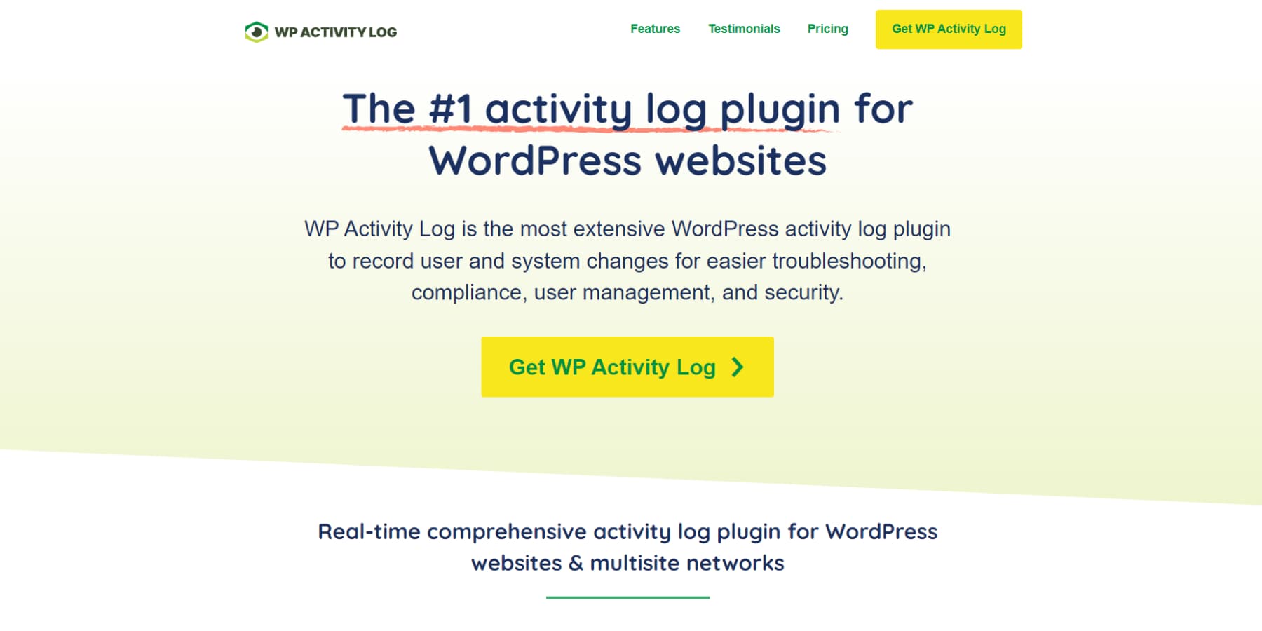 A screenshot of WP Activity Logs Homepage