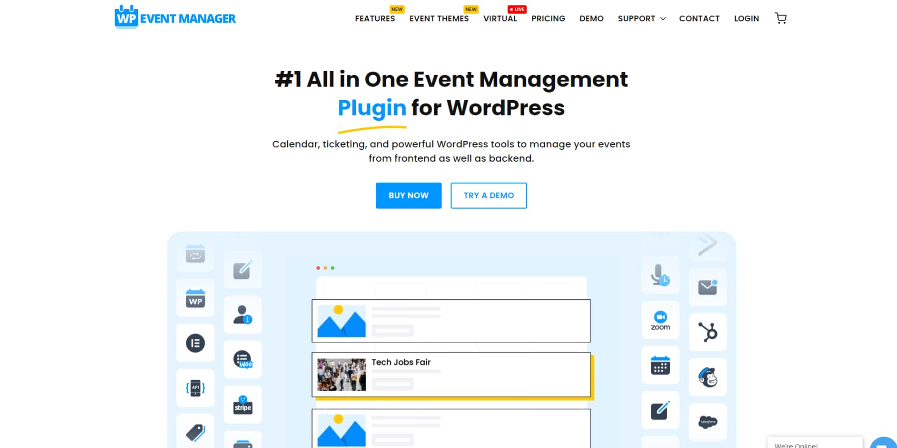 A screenshot of WP Event Managers home page