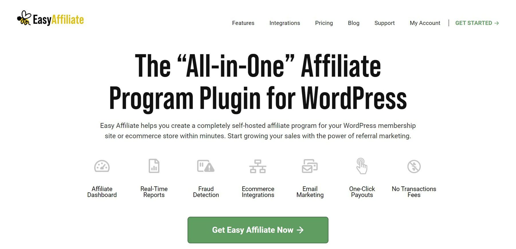 Easy Affiliate Homepage Jan. 2023