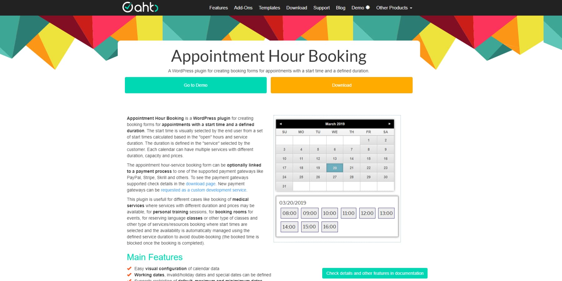 A screenshot of Appointment Hour Bookings home