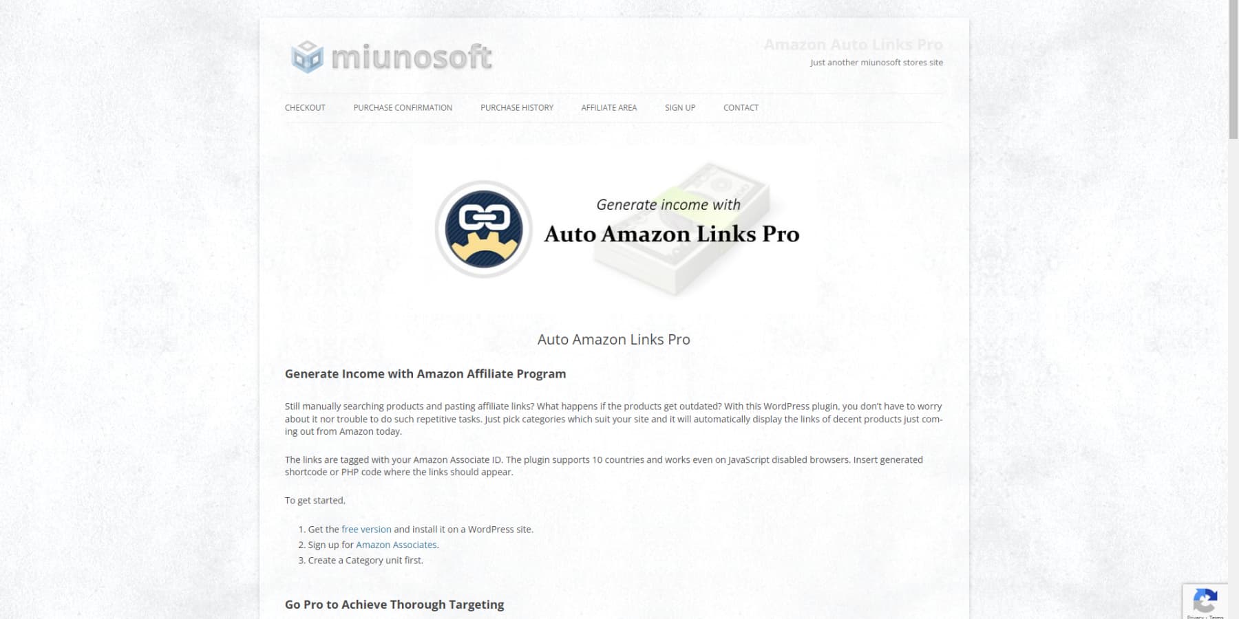 A screenshot of Auto Amazon Links Homepage