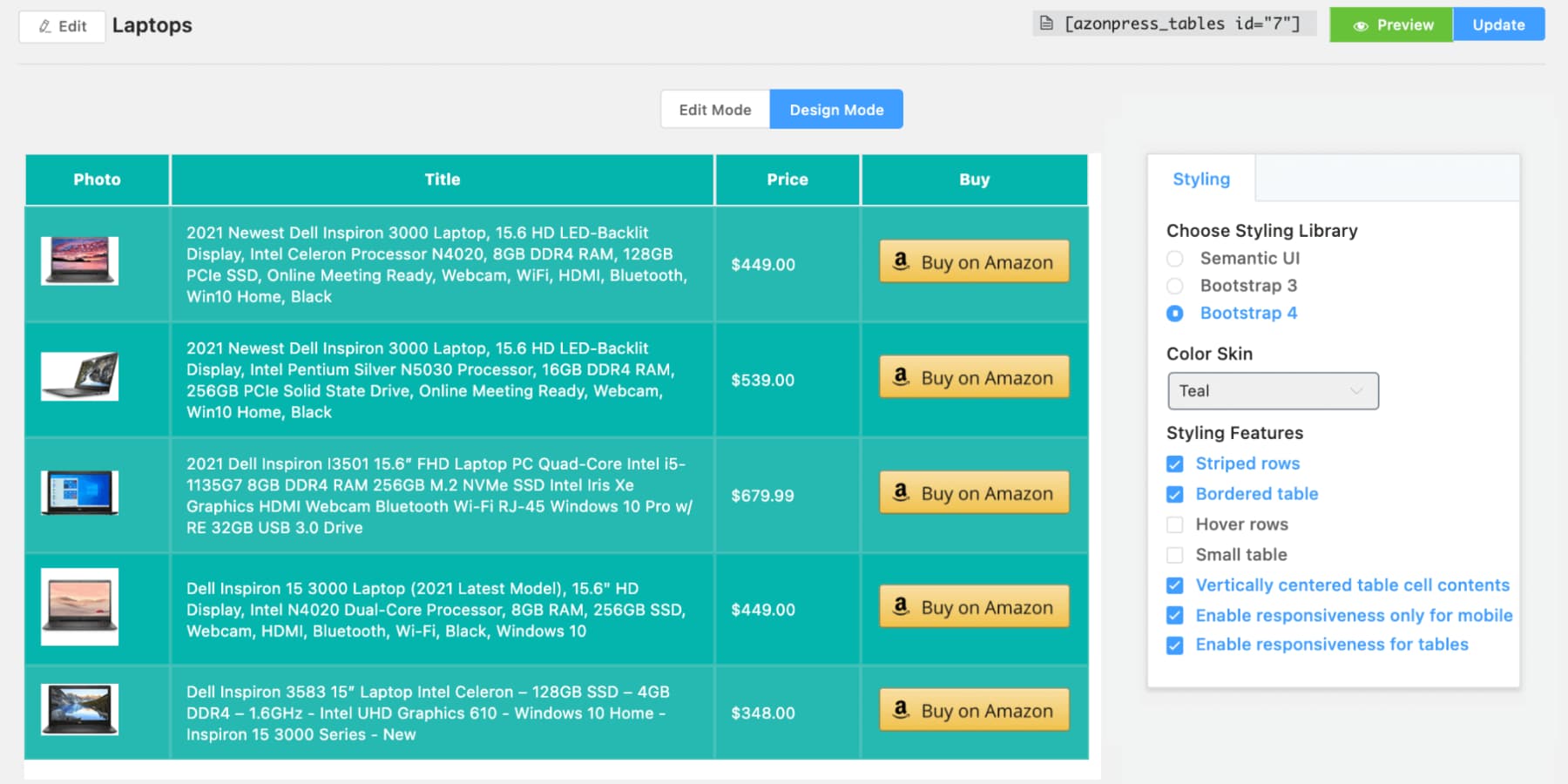 A screenshot of AzonPress User Interface