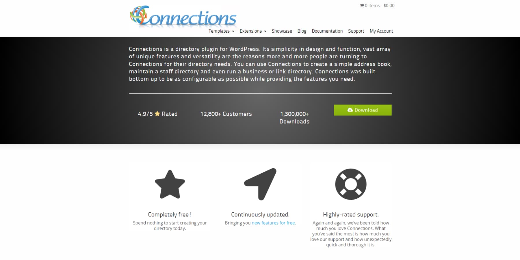 A screenshot of Connections homepage