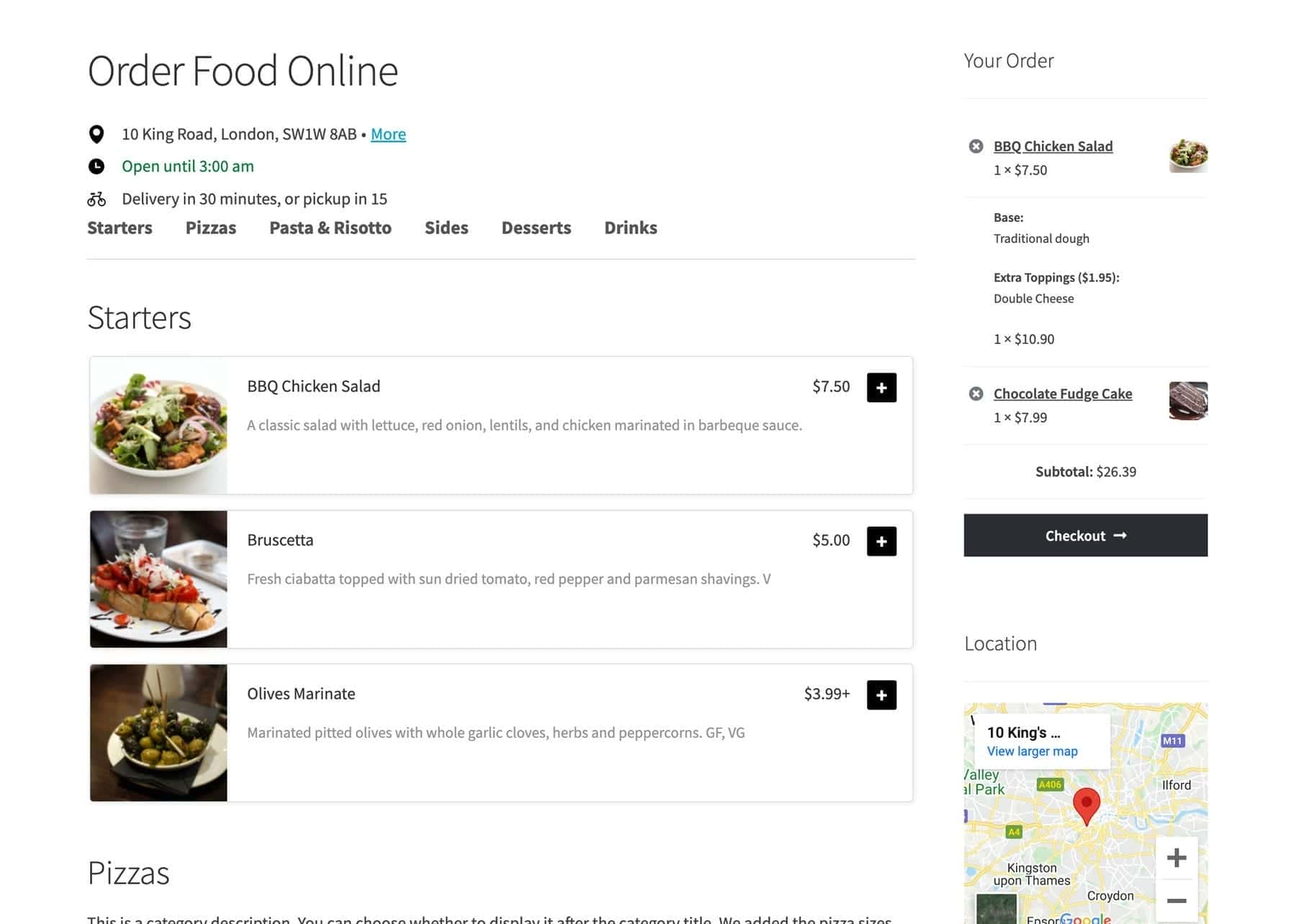 WooCommerce restaurant plugin with opening hours