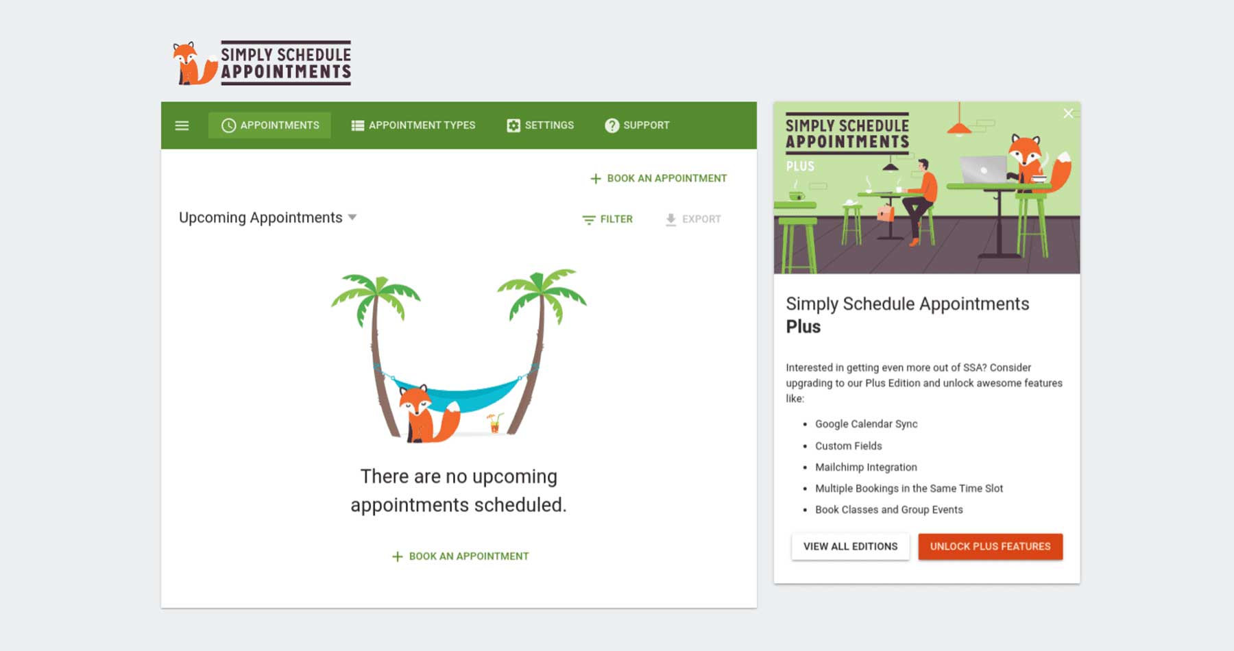 simply schedule appointments interface