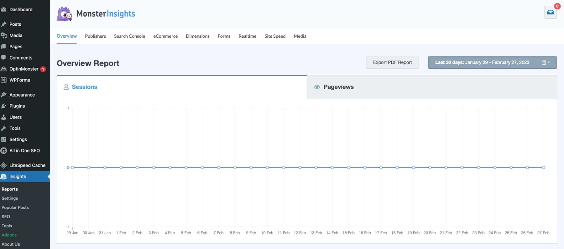 MonsterInsights dashboard